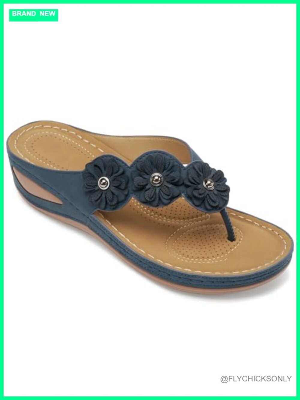 Wedge Sandals for Women Comfortable Platform Flip Flops Faux Leather Floral